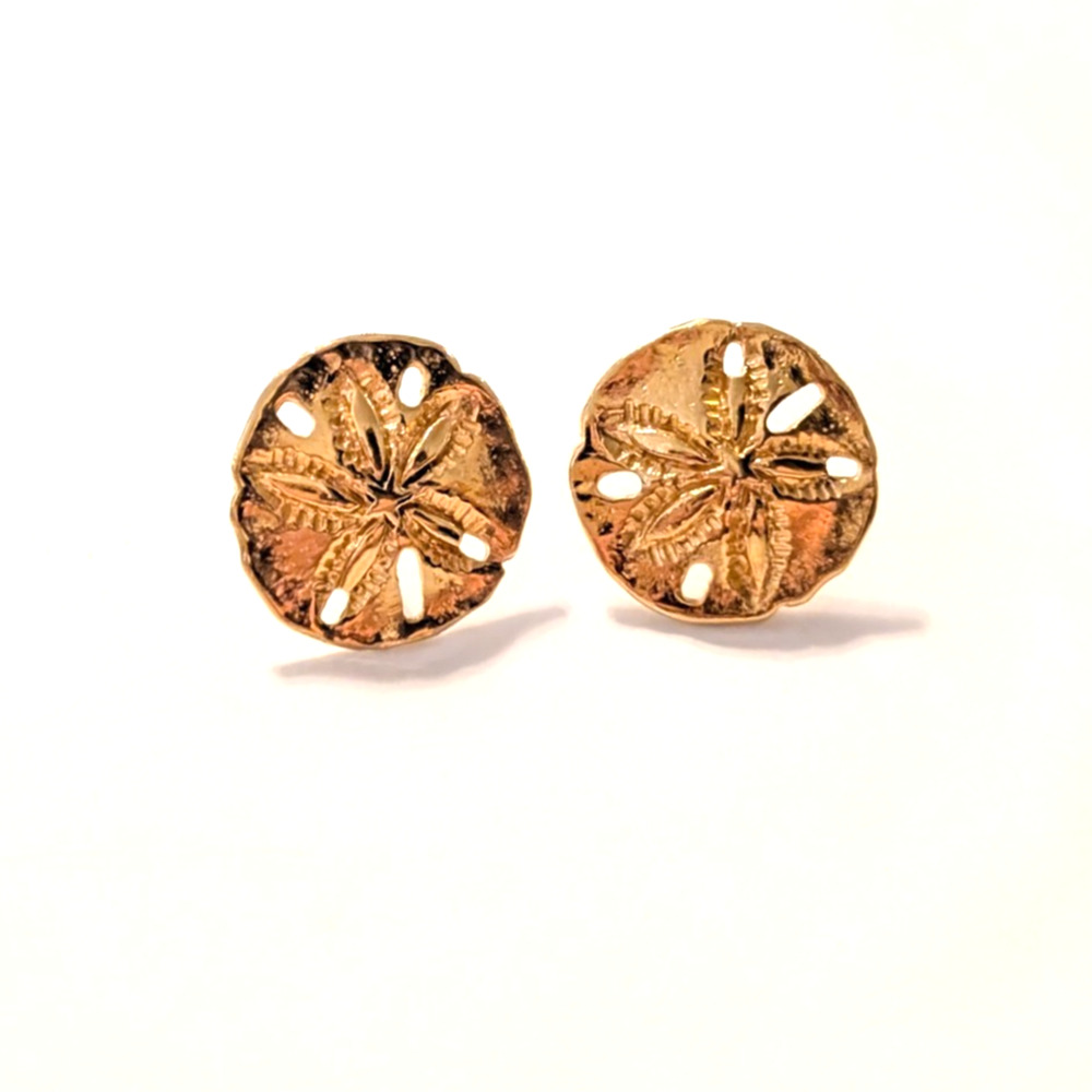 Vintage Napier Pierced Earrings Sand Dollars Gold Tone, Beach Jewelry .75" gp-86 - Picture 4 of 5